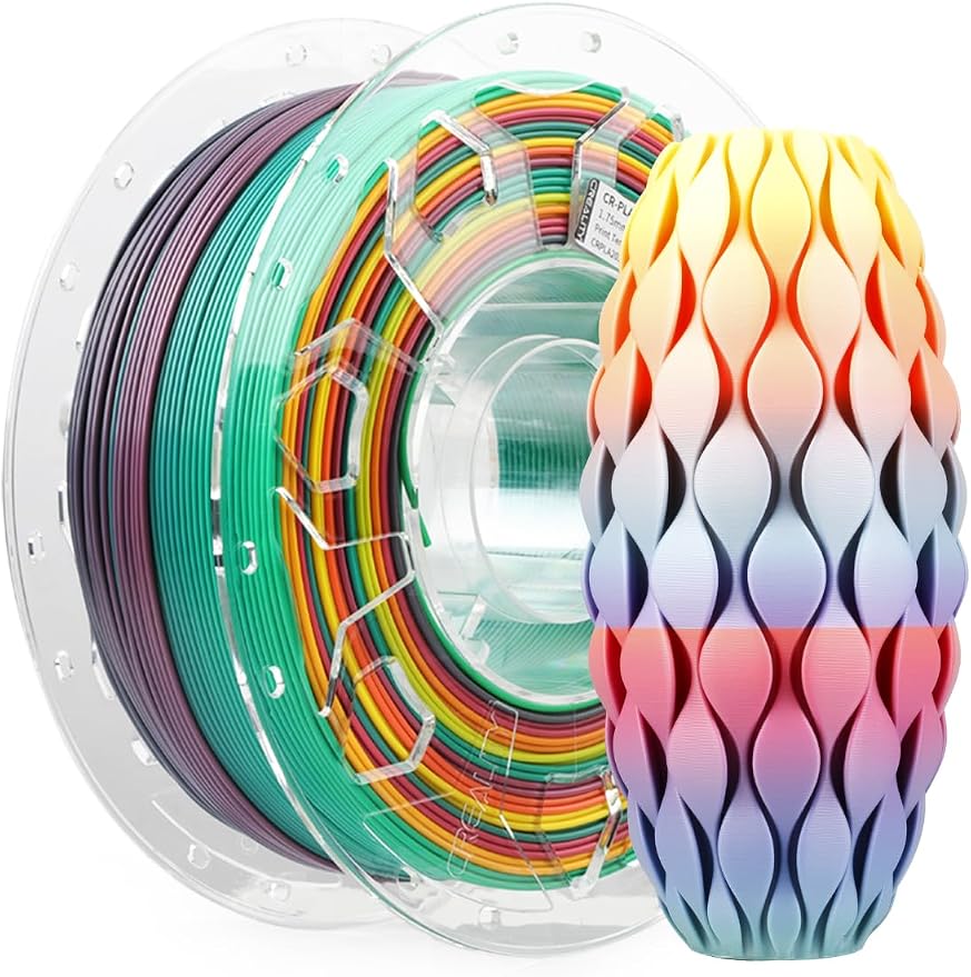 Creality PLA Filament 1.75mm, 3D Printer Filament, 1.0kg (2.2lbs) Spool, No Warp Enhanced Toughness, Dimensional Accuracy ±0.03mm Printing Filament, for FDM 3D Printers (Rainbow)