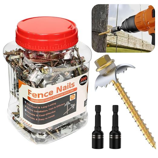 200 PCS Fence Staples–304 Stainless Steel Fence Nails for Softwood Reusable Fasteners Wire Fencing Screws for Mesh/Woven Wire, Quick Power Drill Installation – Ideal for Farms, Gardens & Outdoor Use