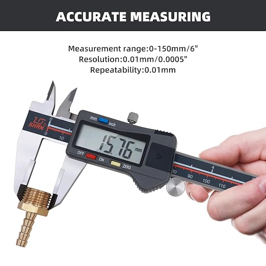 Digital Caliper, 0-6 Inch/150mm Stainless Steel Vernier Caliper Digital Micrometer with Large Screen, Easy Switch from Inch Metric Fraction, Equipped with A Data Output Port