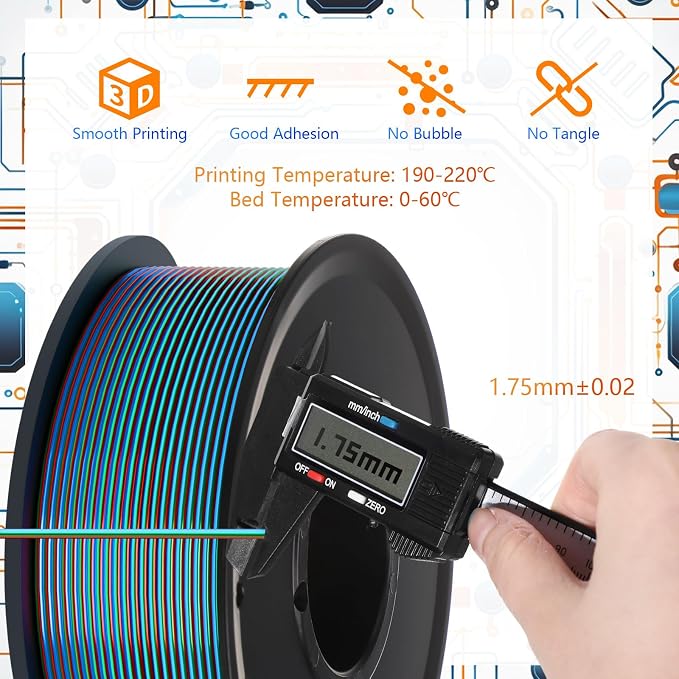 Pangda 3D Printer Filament Pla Bundle 1.75mm Multicolor, ±0.02mm Dimensional Accuracy, 3D Printing Filament for DIY Projects, Holiday Crafts(1 kg,Gradient Color)