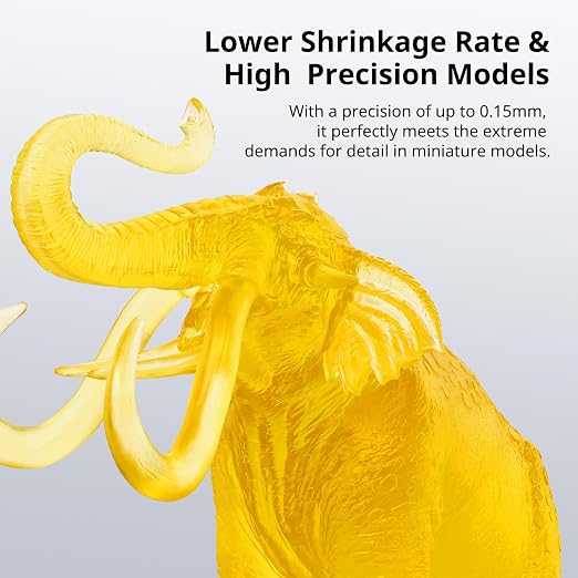 ANYCUBIC Water Washable 3D Printer Resin 2.0, 405nm High Precision 3D Resin, Low Shrinkage Photopolymer Resin for 4K/8K/12K Capable LCD DLP Resin 3D Printer (Clear Yellow, 1000g)