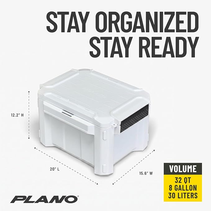 Plano GoNow Box, Waterproof Gear Storage, Heavy-Duty Outdoor Utility Container with Tray and Dividers for Tools and Accessories, Small, White