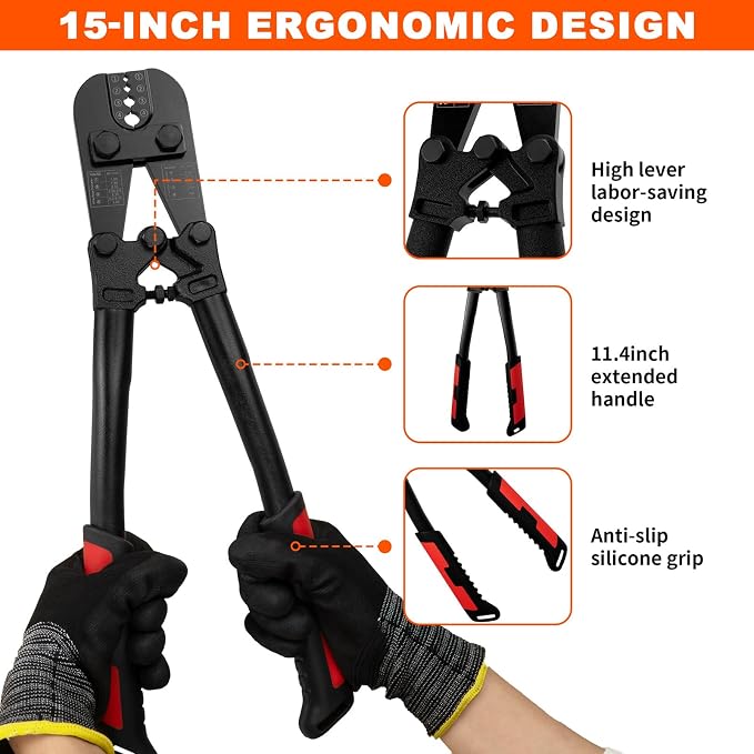Sanuke Wire Rope Crimper Tool Kit with Steel Cable Cutter, Swagging Tool for Copper Aluminum Oval Sleeves, Double Sleeves, 4 Crimping Cavity 3/64" 1/16" 3/32" 1/8"