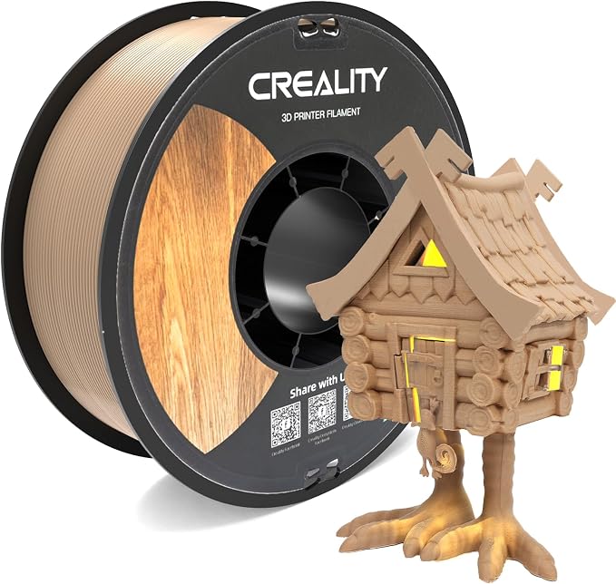 Creality Wood Filament PLA, Dark Brown PLA Filament 1.75mm, Dimensional Accuracy +/- 0.03mm, Warp-Free and Clog-Free, 1KG Spool (2.2 lbs), Fit for 99% 3D Printers
