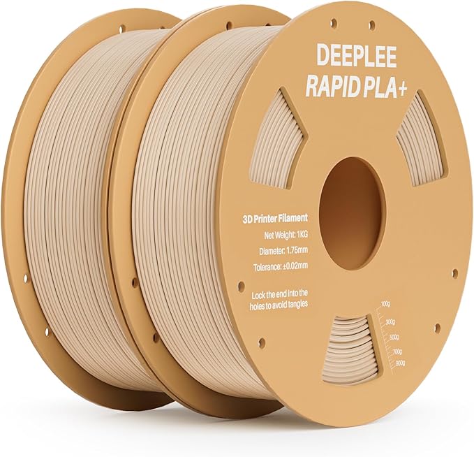 Rapid PLA Plus Filament 1.75mm, High Speed 3D Printer Filament Up to 600mm/s, PLA+ Filament Dimensional Accuracy +/- 0.02 mm Fits Most FDM 3D Printer, Cardboard Spool 2 Pack 1kg Beige
