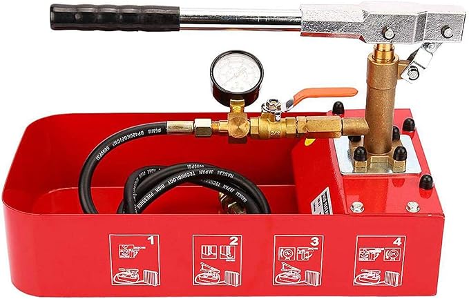 IRONWALLS Hydrostatic Pressure Tester, Manual Water Pressure Test Pump, 5Mpa Leakage Tester with Gauge & 2 Gallon Tank