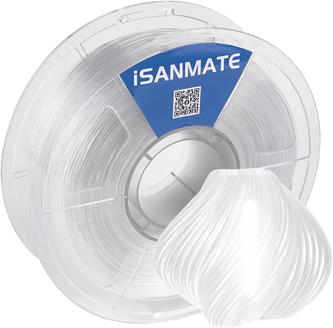iSANMATE Rapid PETG Transparent 3D Printer Filament 1.75mm,50-400mm/s High Speed Clear PETG,Dimensional Accuracy ±0.02mm Specifically Designed for Lamps for Bambu Lab 3D Printers