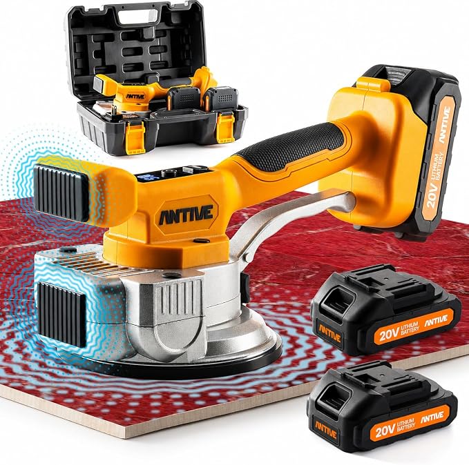 Tile Vibration Tool Kit with Dual 20V Batteries – Cordless Tile Vibration Machine for Precise Tile Leveling and Installation | Dual Battery