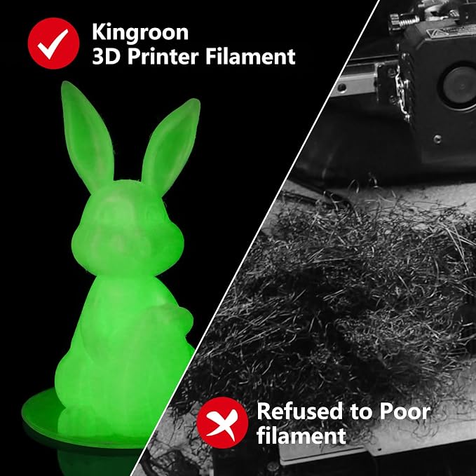 Kingroon Glow in Dark 1.75mm PLA Filament, Fit Most FDM 3D Printers, Dimensional Accuracy +/- 0.03 mm, 1kg Spool(2.2lbs), Luminous PLA 3D Printer Filament - Green