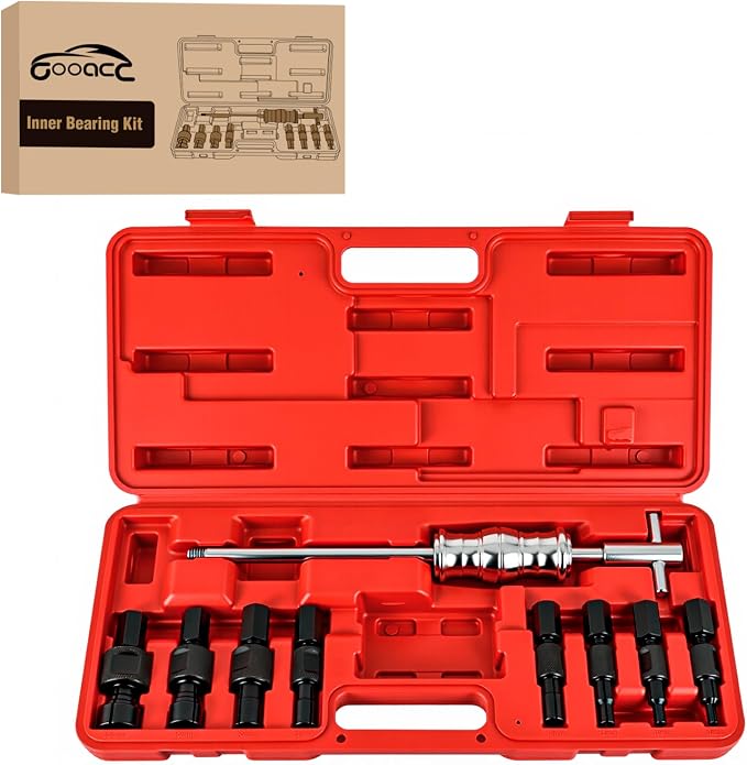 GOOACC 9PCS Blind Inner Bearing Puller Set, Slide Hammer with Expandable Collets 8-32MM Blind Hole Collet Bearing Slide Hammer Puller Set Internal Pilot Bearing Removal Tool for Axles Bearings, Red