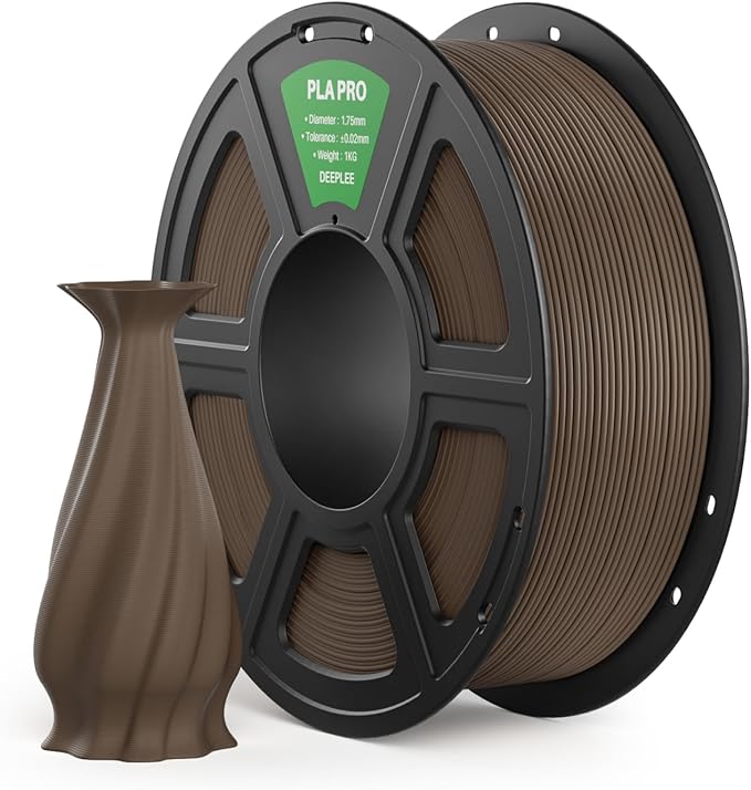 PLA PRO Filament 1.75mm, Stronger Toughness 3D Printer Filament, PLA Filament Dimensional Accuracy +/- 0.02 mm, Neatly Wound, Fits Most FDM 3D Printer, 1KG Brown