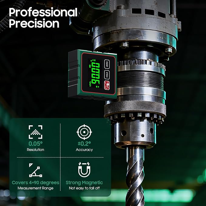 Digital Angle Finder Magnetic Digital Level with Laser Angle Gauge for Table Saw&Woodworking, LCD Display Level Box Measuring Tool, Electronic Laser Backlight Inclinometer for Construction, Machinery