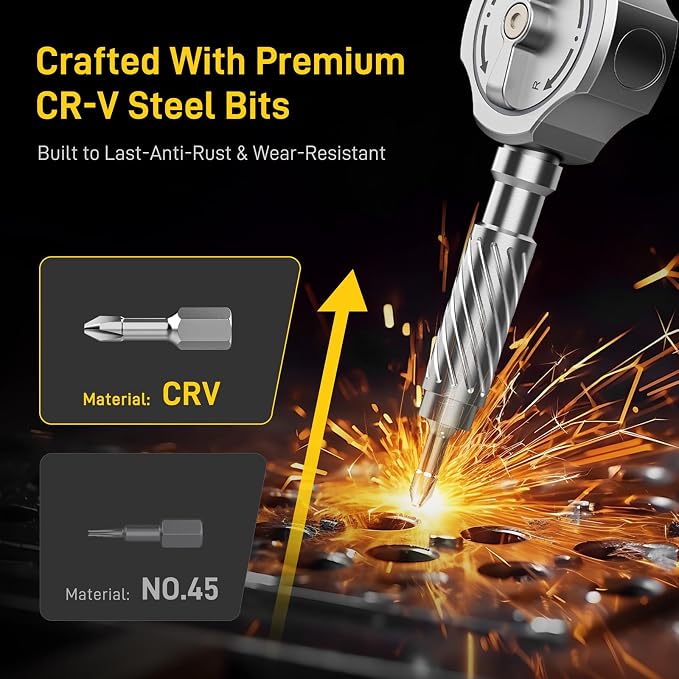 62 in 1 Magnetic Screwdriver Set, T Handle Ratchet Screwdriver Set with Case, Multi Bit & 10 Hex Sockets, Repair Tool Kit for Furniture, Bicycle, Electronics, Wactch, DIY & Gift for Men