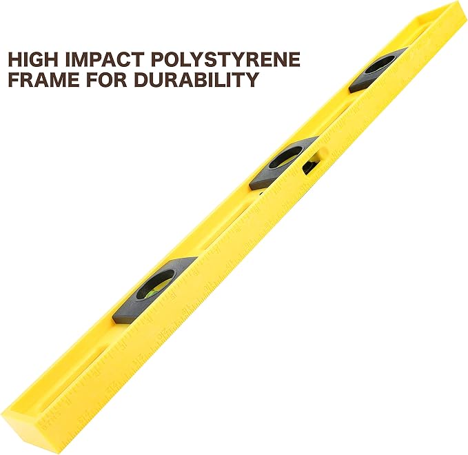 Polystyrene 2 Ft Level, 24 Inch Level Made in USA, Won’t Scratch Surfaces
