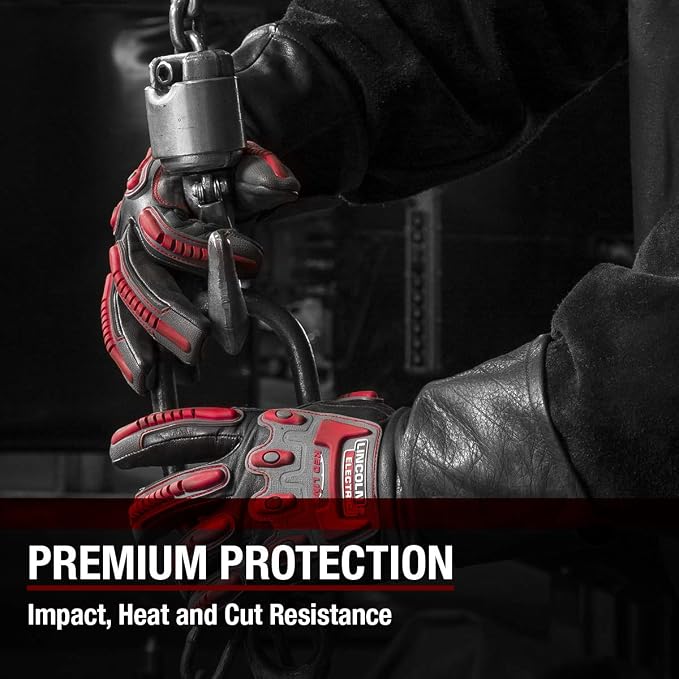 Lincoln Electric Roll Cage Welding/Rigging Gloves | Impact Resistant | Black Grain Leather |, Medium (K3109-M)