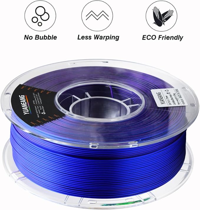 Silk Triple-Color PLA Filament 1.75mm Black-Blue-Purple, ±0.03mm Precision, 1kg Spool (2.2 lbs), Smooth Multi-Tone Gradient PLA, Neatly Wound & Compatible with Most 3D Printers