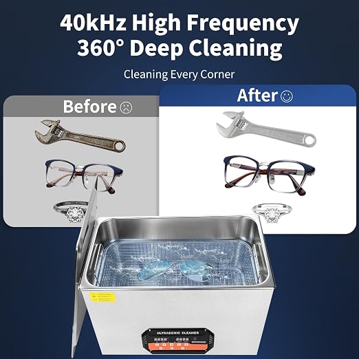 Ultrasonic Cleaner 30L 600W Digital Ultrasonic Cleaning Machine with Upgraded Degassing & Gentle Mode, 40kHz, with Heater & Timer for Tools, Jewelry, Watches, Glasses, Dentures, Small Parts