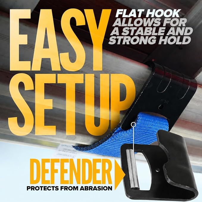 US Cargo Control Flat Hook Ratchet Straps 4” x 30’ (90-Pack), 5,400 LBS Working Load Limit, Blue 4 Inch Ratchet Straps with Black Flat Hooks, Professional 4 Inch Straps for Flatbed Trailers