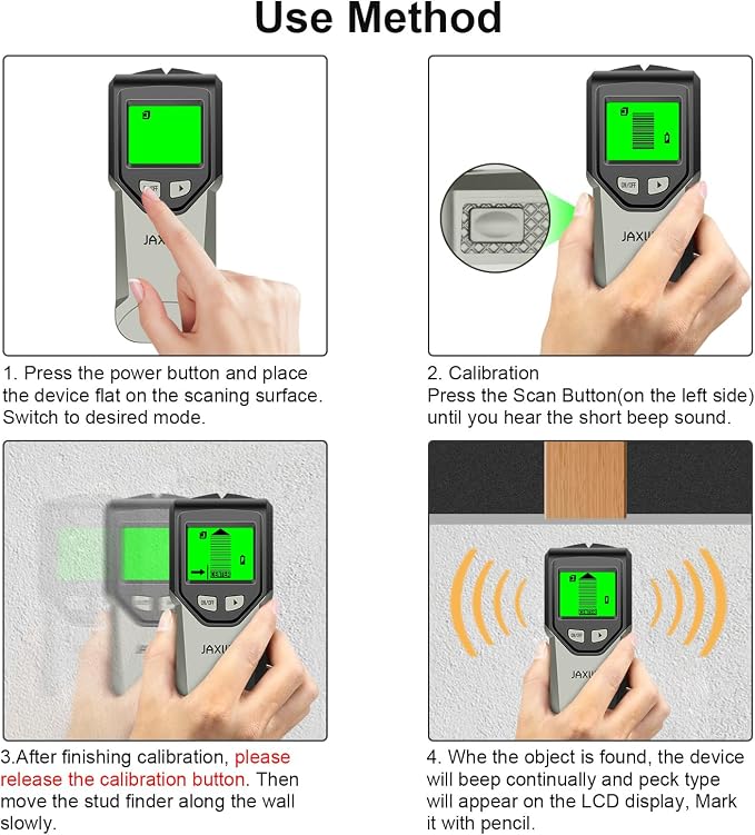 Stud Finder Wall Scanner - 5 in 1 Stud Finder Tool w/Smart Chip and HD LCD Display, Stud Detector Beam Finders for the Center and Edge of Wood AC Wire Metal Studs Joist Pipe (Grayish)