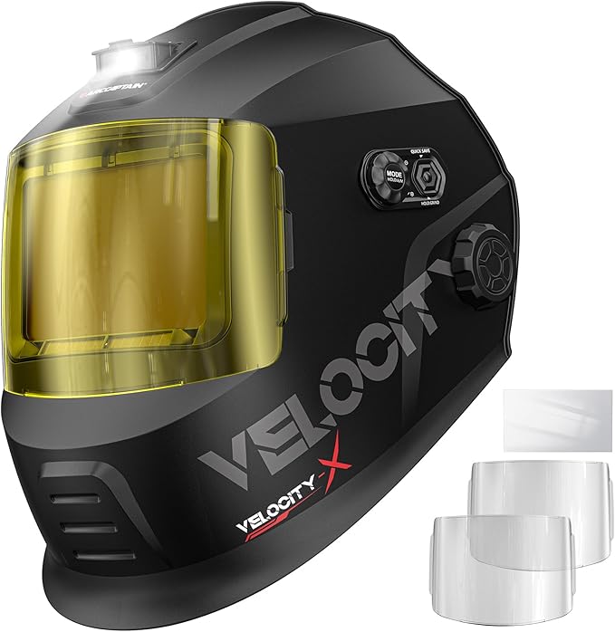 ARCCAPTAIN Intelligent Welding Helmet, 4.6" x 3.2" Large Viewing Screen Auto-Shade Welding Hood with Internal Display, True Color 1/1/1/1, 1/30000s Response, Memory & Gradient, Built-in LED Light
