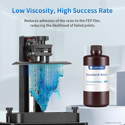 ANYCUBIC 3D Printer Resin, 405nm SLA UV-Curing Resin with High Precision and Quick Curing & Excellent Fluidity for LCD 3D Printing (Clear Blue, 1kg)