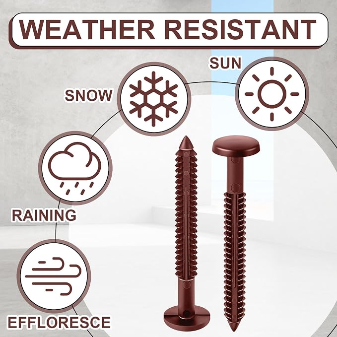Blulu 18 Pcs 3 Inch Vinyl Shutter Fastener Window Panel Peg Lok Pin Pegs Screws Shutter Spikes Anchor (Burgundy Red)
