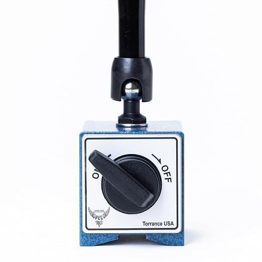 PEC Tools Universal Arm Magnetic Base with Mechanical Locking System, 176lb/80kg Holding Force, Fits 6mm & 3/8" Stems and Dovetail, Precision Adjustable Stand for Dial & Test Indicators