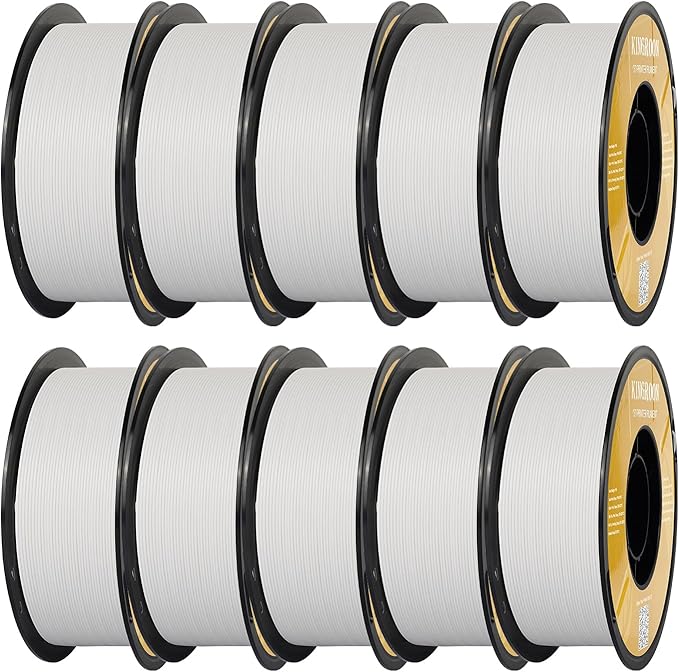 Kingroon Matte PLA Filament 1.75mm 3D Printer Filament Matte Filament 10kg Dimensional Accuracy +/- 0.02 mm (10 Rolls White)