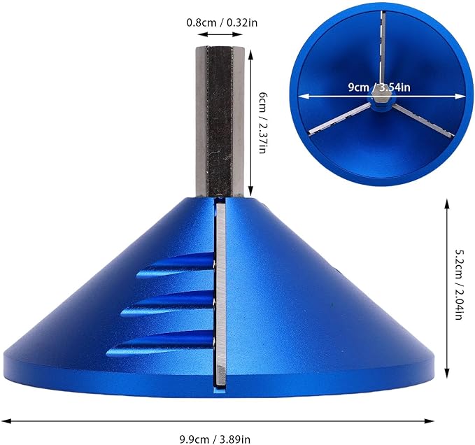 PVC Pipe Deburring Tool Plumbing Tool Pipe Chamfering Tool 3-Blade Drill Attachment for PVC CPVC ABS PP PE Pipes with 0.92in-3.89in OD 0.75in-3.5in ID Blue