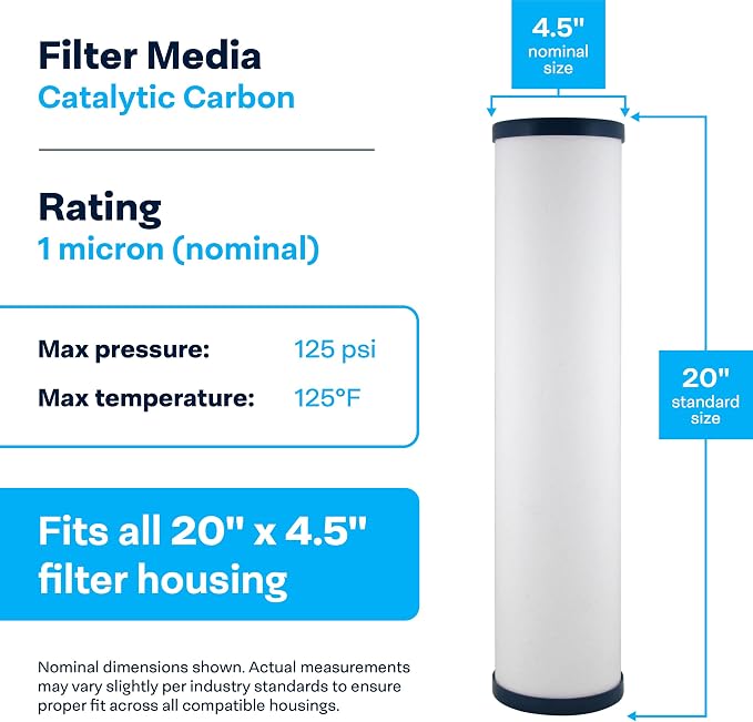 SpiroPure SP-CC1-20BB 20x4.5 Catalytic Carbon Water Filter Cartridge