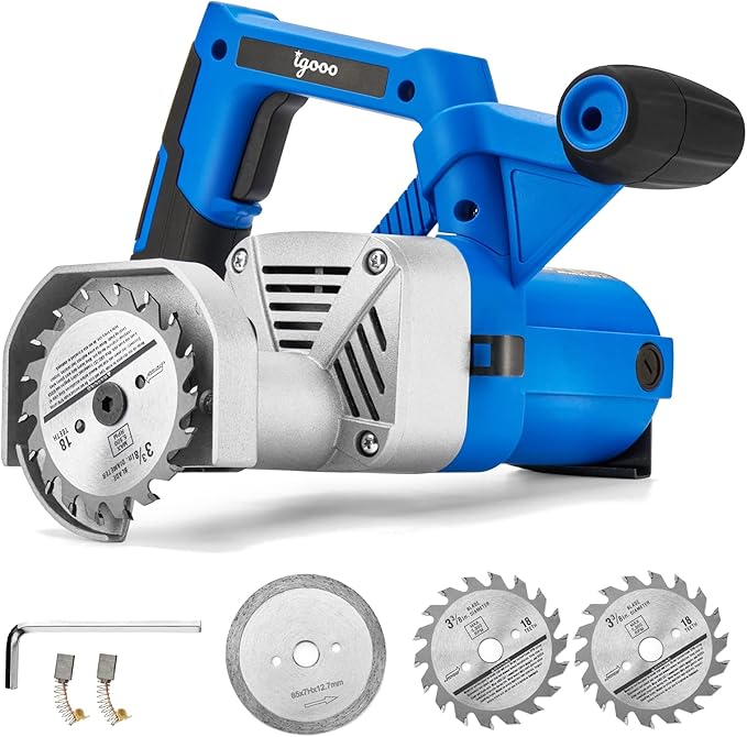 Toe Kick Saw EKS85, 3-3/8 in. Blades, 2 Alloy Blade for Woods, 1 Diamond Blade for Tiles and Stones, Flush Cutting, Special Circular Saw for Removing Subfloor or Tiles | 2 Alloy Blade for Woods, 1 Diamond Blade for Tiles and Stones, Flush Cutting, Circ...