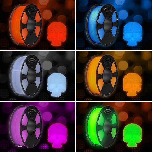 Geeetech Luminous PLA 3D Printer Filament, Glow in The Dark Blue, 1.75mm(±0.02 mm), 1kg, Amazing Brightness and Long Time Light, Fit Most FDM 3D Printer