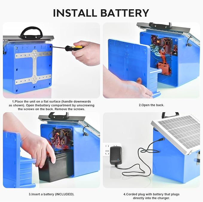 20 Miles Solar Electric Fence Charger,Auto-Adjusting Electric Output Voltage,0.5 Joule Electric Fence Energizer with 7.5W Solar Panel/7Ah Battery,for Livestock,Cattle,Raccoon, Deer,Goat.