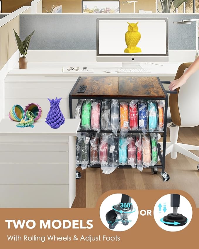 3D Printer Stand with Filaments Storage-Small 3D Printer Table for Consumables Storage,Heavy Duty 3D Printer Cart Desk Suitable for Workshops, Studios and Offices