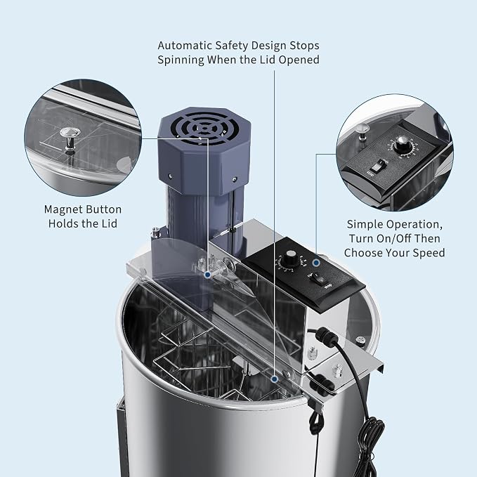2-4 Frame Honey Extractor Spinner, Electric Beekeeping Centrifuge