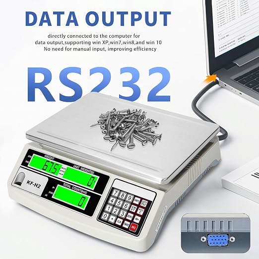 MEIYA Industrial Counting Scale, 30kg/0.5g Digital Coin Scale for Coin, Parts, High Precision Electronic Gram Scale with RS232 Port for Connecting Computer or Printer,kg/g/lb Switching, LCD Display