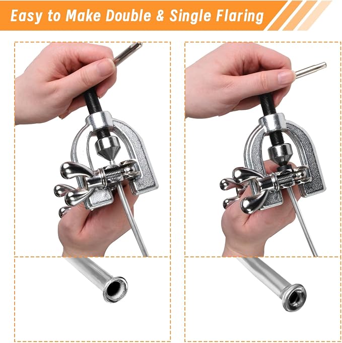 MuHize 25FT 3/16 Inch Brake Line Flaring Tool Kit | Zinc Coated Alloy Brake Line with 16 Fittings & 4 Unions, Includes Double & Single Flaring Tool and Tube Cutter