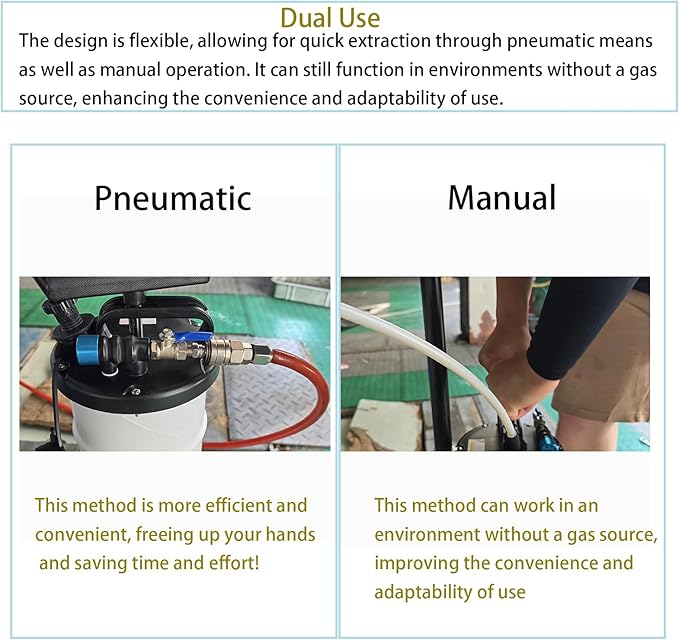 6.5L Oil Extractor - Pneumatic/Manual Vacumm Fluid Extractor Fluid Change Pump with Extended Oil Suction Hose and A Brake Bleeding Hose for Automotive Fluids Vacuum Evacuation
