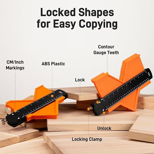 Teslong 10+6 Inch Contour Gauge with Lock, Fathers Day Dad Gifts from Daughter Son Wife, Precisely Copy Irregular Shape Contour Gauge Tool with Scale, Home Improvement Measuring Woodworking Tools