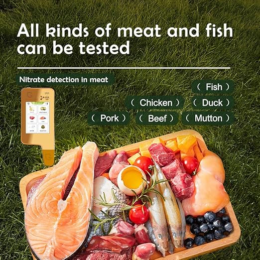 ECO6 Food Tester Nitrate Tester for Fish Fruit Vegetable Meat,TDS Water Tester Radiation Meter Geiger Counter Food Detector for Home Health-Golden