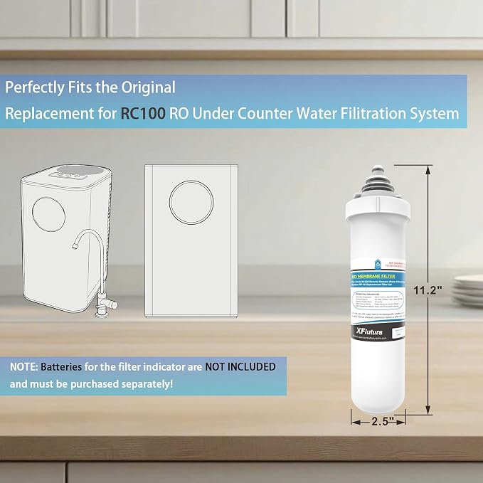RF-40 Membrane Water Filter Replacement Cartridge Compatible With Brondell RC100 RO System, Lasts 24 Months, NOT Including Filter Indicator Replacement Battery, 1 Pack (1*RO Membrane Filter)