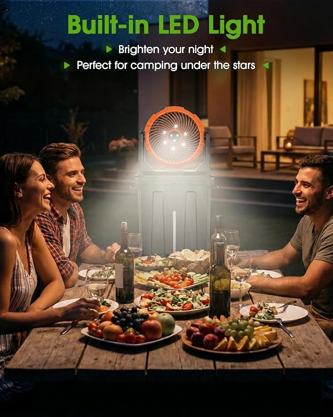 Ausic 2026 Upgraded 10″ 9L Oscillating Portable Misting Fan With Light, [Max 55Hrs] Golf Cart Mister Fan for Outside Patios, Outdoor Rechargeable Battery Operated Water Cool Fan-3 Spray Misters