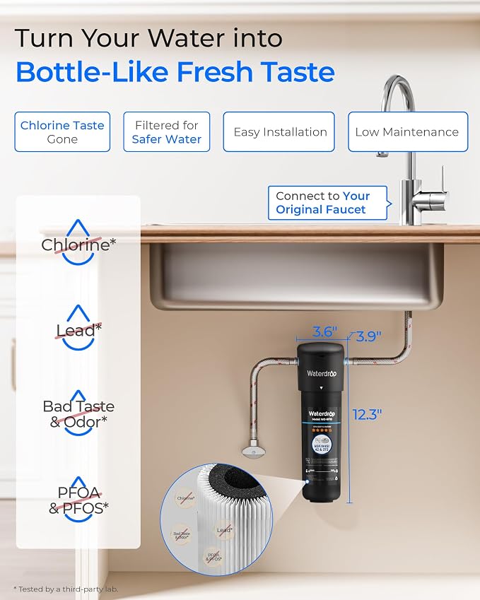 Waterdrop 10UA Under Sink Water Filter System and Waterdrop RF10-UF 0.01 Micron Replacement Filter Cartridge for 10UA/10UA-UF/10UB/10UB-UF Under Sink Water Filter