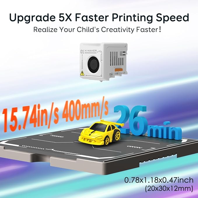 AOSEED 3D Printer for Kids & Beginners, AI-Powered Toy Maker with Leveling-Free Design, 400mm/s Speed, 17+ Design Modules, 8 PLA Filaments, Enclosed Mini 3D Printer for Home & School, X-Maker AI+