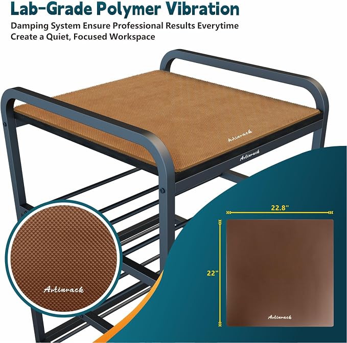 2026 Upgraded AC4 Heavy Duty 3D Printer Table Stand with High Density Polymer Vibration Damping Pads, 4 Tier 3d Filament Storage Rack with Wider Wheels for Home Office, Workshop Studio
