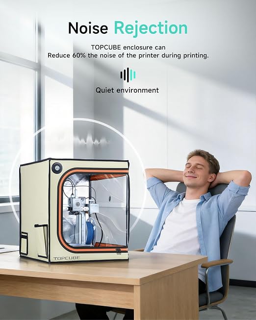 3D Printer Enclosure for Bambu Lab A1 mini, Large Transparent Window Enclosure with LED Light, Fireproof Dustproof Noise Reduction Constant Temperature 3D Printer Cover, 460x460x550MM,(Off White)