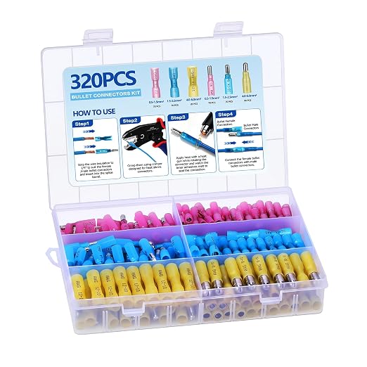 320PCS Heat Shrink Bullet Connectors for Wiring, Male and Female Bullet Wire Connectors, Insulated Waterproof Wire Connectors, Marine Grade Electrical Connectors for Automotive Boat Wiring 22-10 AWG