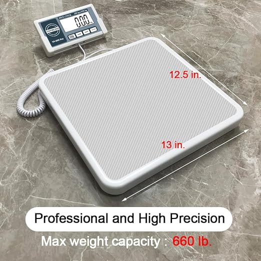 Medical Scale with Portable Carrying Bag, Large Remote Display, Floor Physician Scale, 660lbs / 0.02lb, Longer Coiled Cord, Heavy Duty Digital Scale for Body Weight, Measure in kg/oz/lb