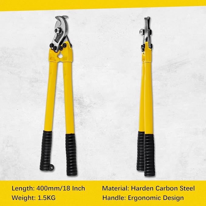 AUPREX 18 Inch Heavy Duty Cable Cutter with Long Handle, Harden Carbon Steel Cable Cutter for Aluminum Cable, Copper Wire and Communication Cables.