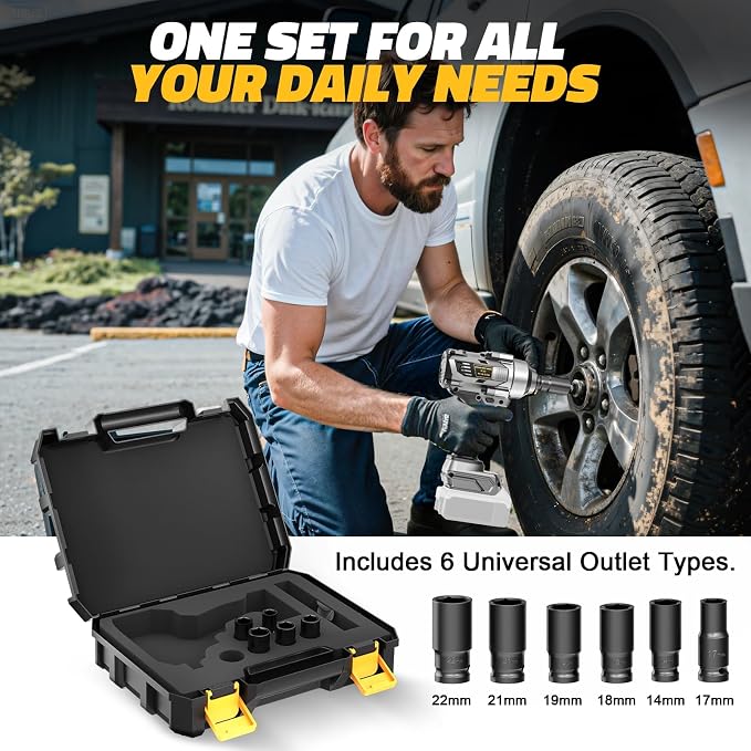 Cerycose Cordless impact Wrench 1/2 inch Compatible with Dewalt 20V Battery, 750FT-LBS (1000N.m) Brushless Electric Impact Gun with LED Work Light & 6 Sockets, High Torque Impact Driver, Bare Tool